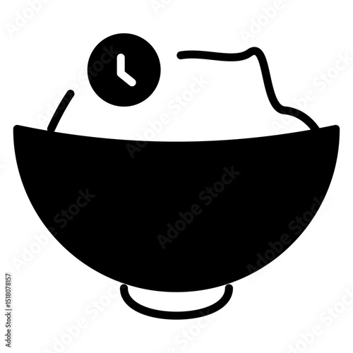 Yeast dough recipe icon Flat outline fill black and white