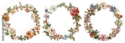 Wallpaper Mural PNG Vintage floral wreaths illustration, element set on transparent background Torontodigital.ca