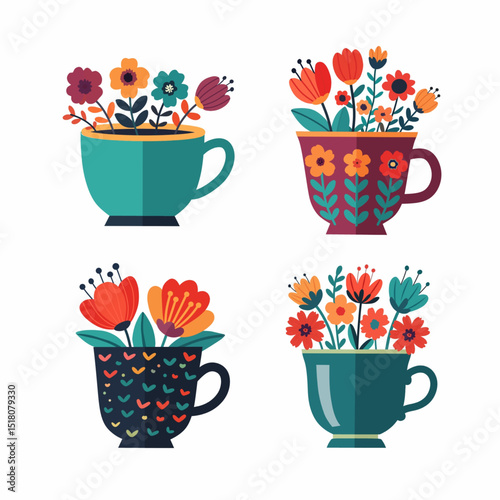 Collection flower in pot