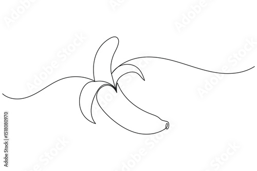 Banana fruit continuous one line drawing and minimalist style isolate outline vector icon