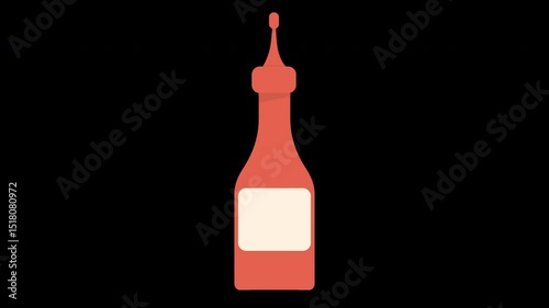Stylized Vector Illustration: Retro Ketchup Bottle on a Transparent Background