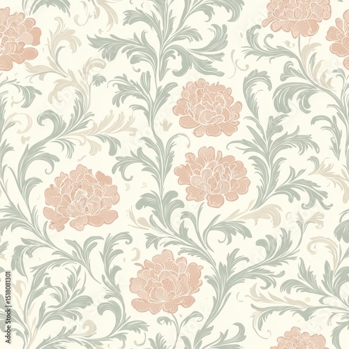 Elegant Floral Damask Seamless Pattern Design