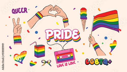 Colorful LGBTQ+ Pride Celebration Banner Illustration