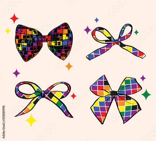 Rainbow Pride Coquette Bows Clipart Set