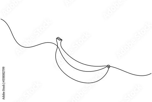 Banana fruit continuous one line drawing and minimalist style isolate outline vector icon