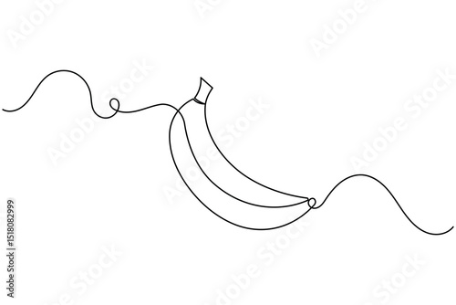 Banana fruit continuous one line drawing and minimalist style isolate outline vector icon