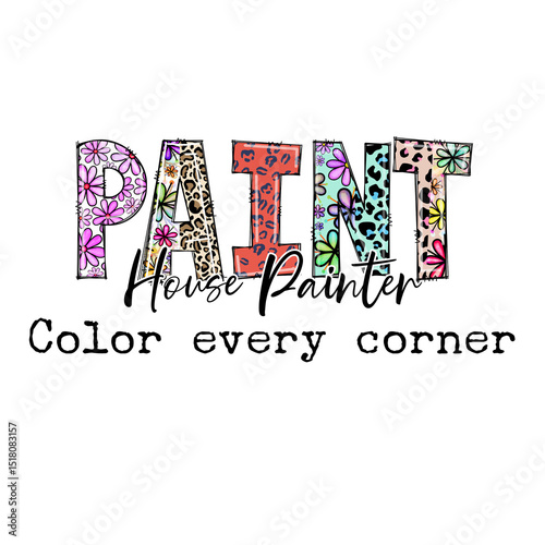 Colorful House Painter Design with Flowers and Animal Prints for Home Decor