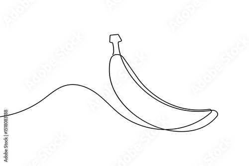 Banana fruit continuous one line drawing and minimalist style isolate outline vector icon