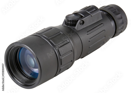 Portable monocular scope, matte black Isolated on a transparent background.