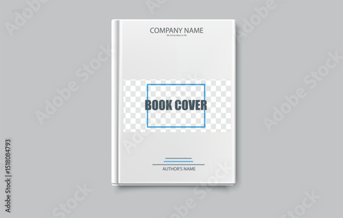 Hardcover Book Mockup. Realistic Blank Book Cover Template for Designers. Modern Author Biography Layout for Print or eBook