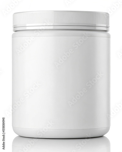 Blank White Plastic Jar Mockup Perfect for Supplement, Powder, or Cream Packaging Design