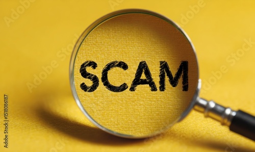 Magnifying Glass Reveals Scam: Fraud Investigation Concept