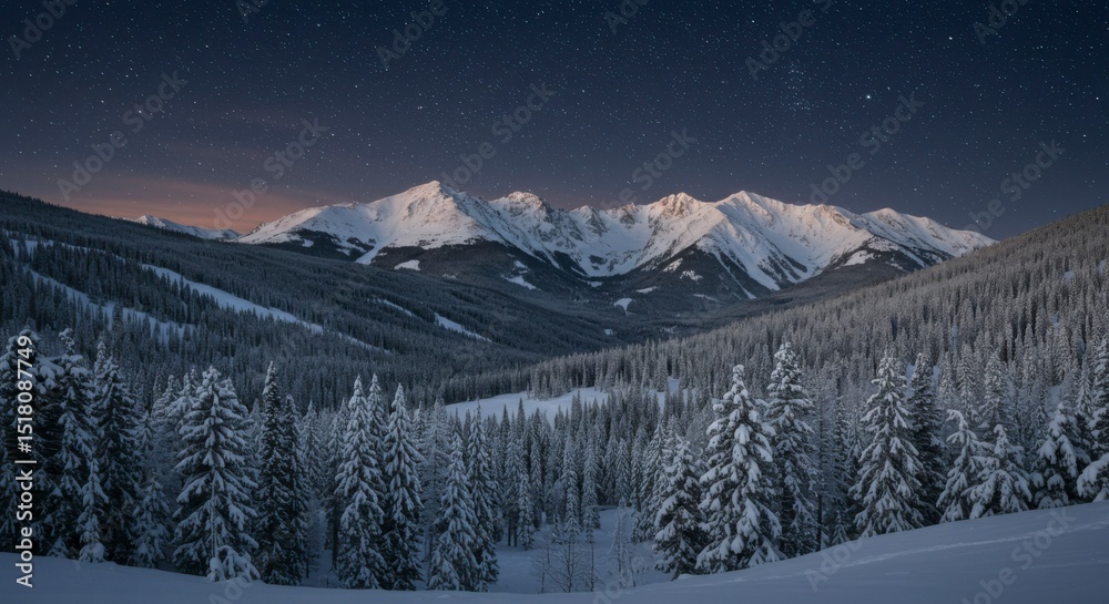 Fototapeta premium Snowy mountain range at dawn (1)