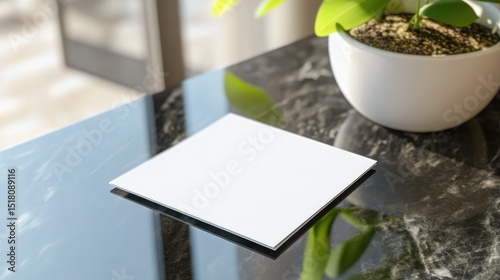 Blank square paper on a dark table