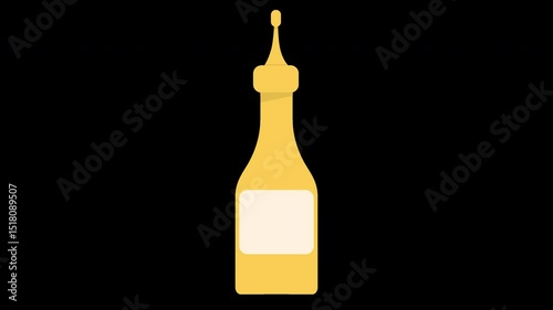 Animated mustard bottle on a Transparent Background: simple food illustration