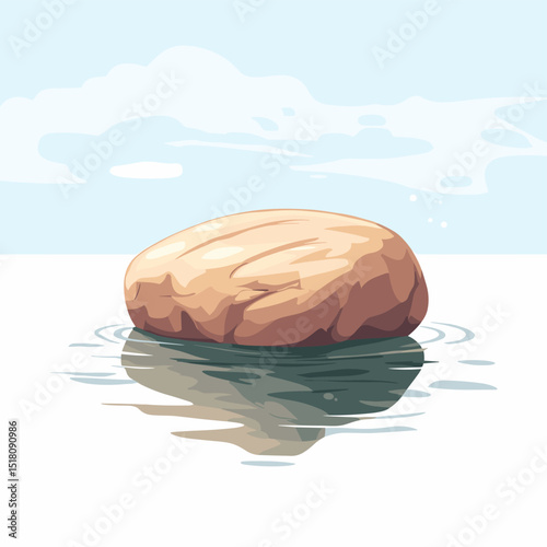 Floating stone rock boulder isolated on a white background