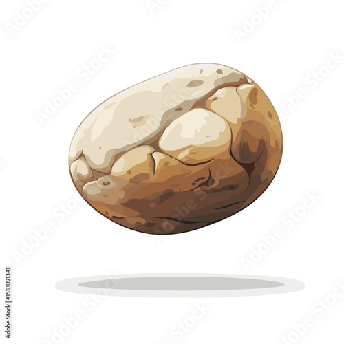 Floating stone rock boulder isolated on a white background