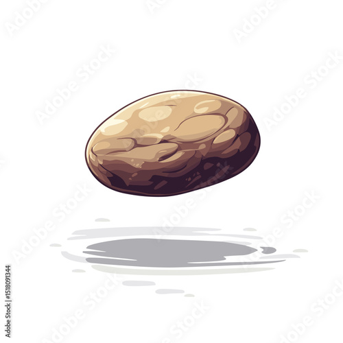 Floating stone rock boulder isolated on a white background