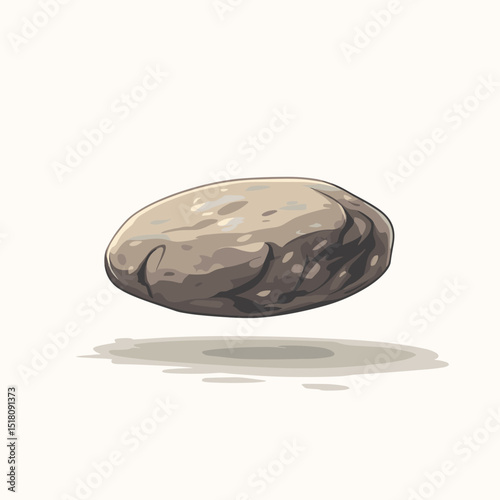 Floating stone rock boulder isolated on a white background