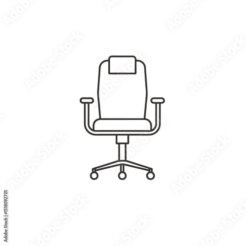 Simple Office Chair line art vector design on White Background