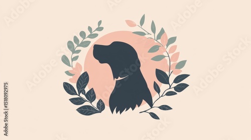 Dog grooming services logo illustration on light background