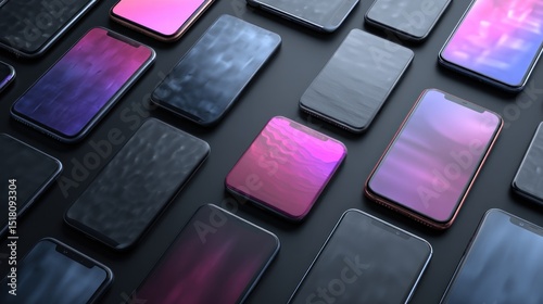 Many modern smartphones with colorful displays