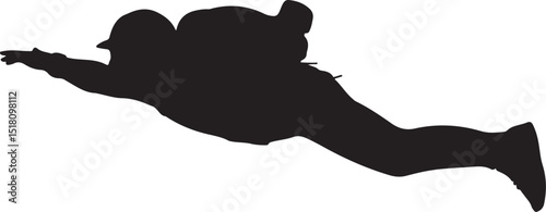 Silhouette of a Person Skydiving in Freefall
