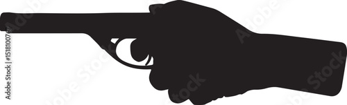 Hand Holding a Gun Silhouette Black and White Image