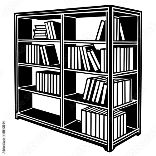 black and white shelves