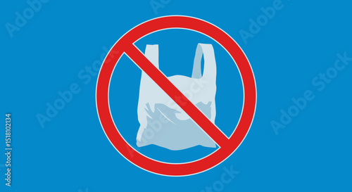 No Plastic Bags Symbol Red Circle with Diagonal Line