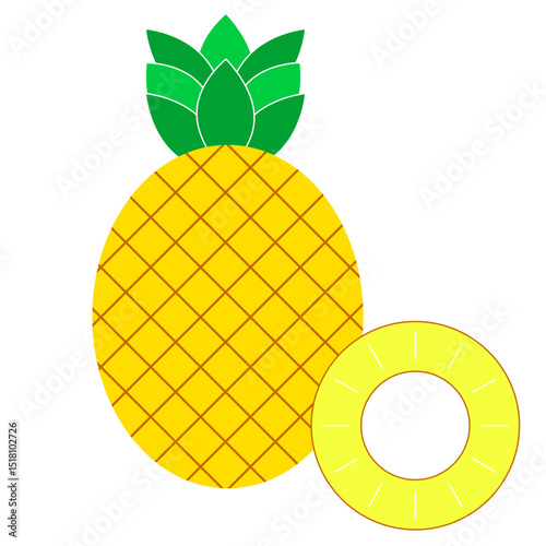 フルーツ　パイナップルのシンプルアイコン　カラー〜Fruit Pineapple simple icon カラー〜