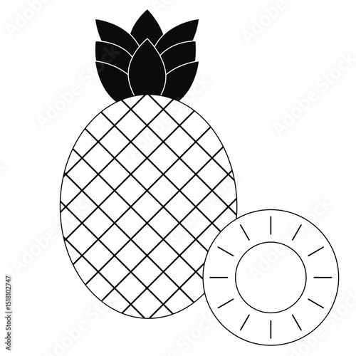 フルーツ　パイナップルのシンプルアイコン　モノクロ〜Fruit Pineapple simple icon monochrome〜