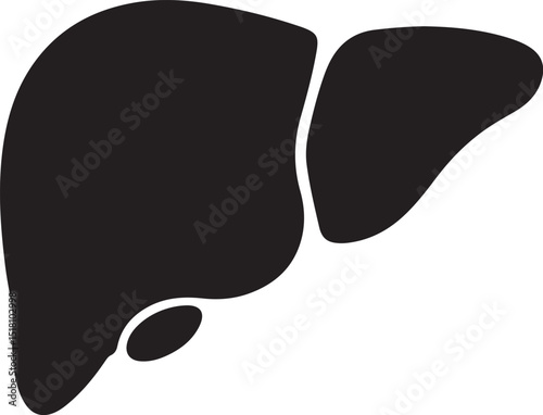 Simple Black Silhouette of a Human Liver Organ