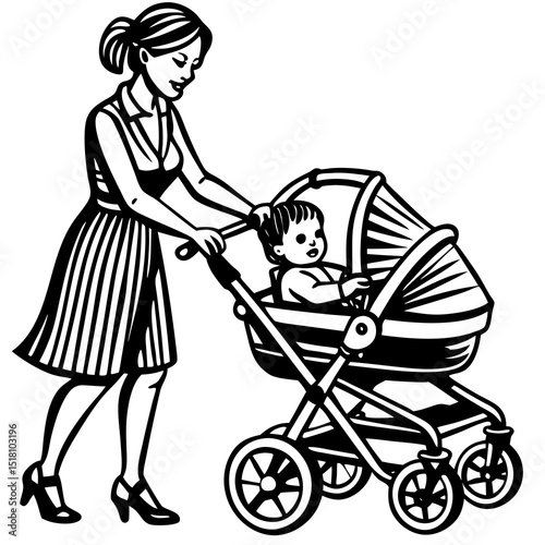 mother with baby carriage