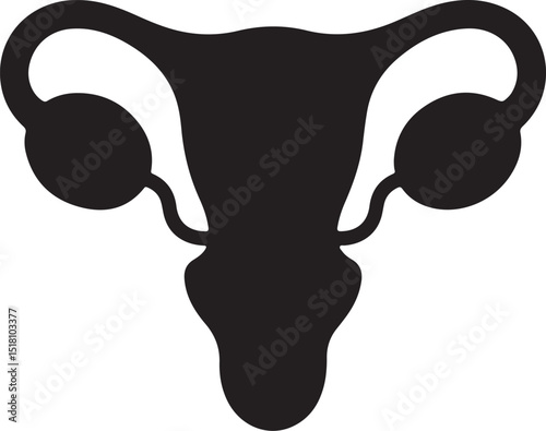 Female Reproductive System Icon Black Silhouette