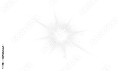 Bright sun ray with glowing star sparkle and projection light effect, isolated lamp and laser beam, glitter spotlight, abstract line design on white background vector PNG illustration