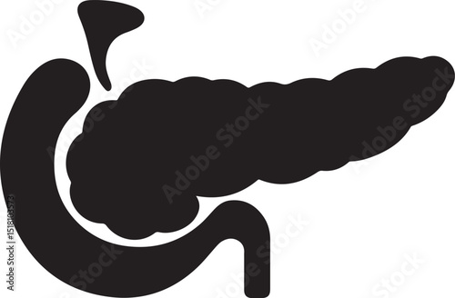 Pancreas Anatomy Icon Black Silhouette Illustration