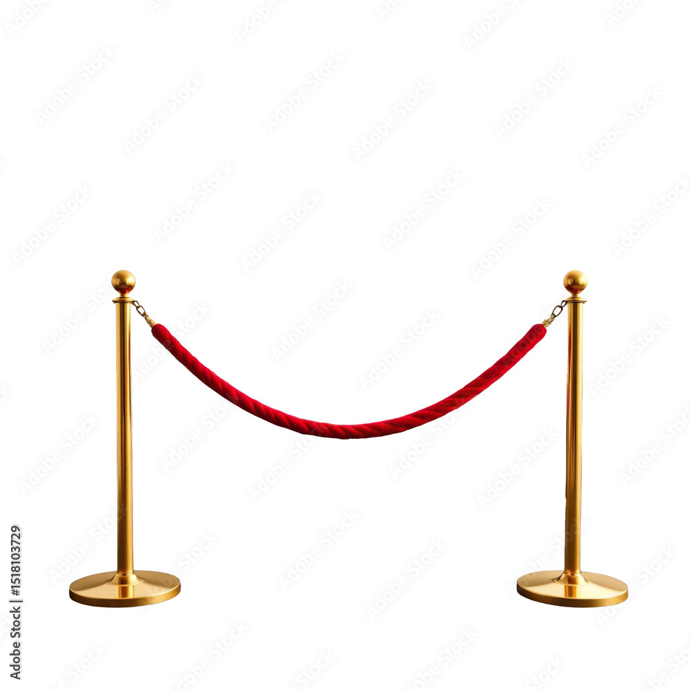 Elegant Gold Stanchions with Red Velvet Rope for Event and Red Carpet Situations Elegant Gold Stanchions with Red Velvet Rope for Event and Red Carpet Situations