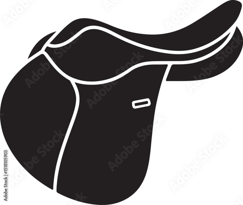 Black Silhouette of an English Saddle for Horse Riding