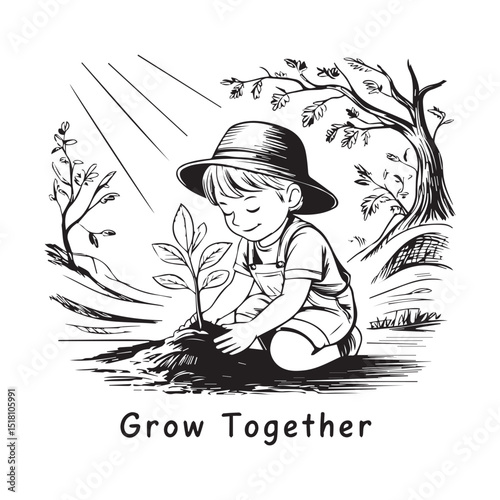 Child Planting Seed
