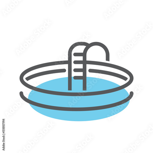 Swimming pool, jacuzzi, children's inflatable pool, icon, vector.