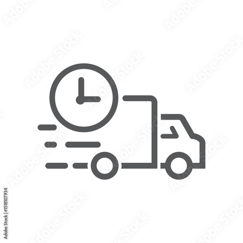 Delivery truck icon, vector, symbol. Fast shipping cargo van, quick courier transportation.