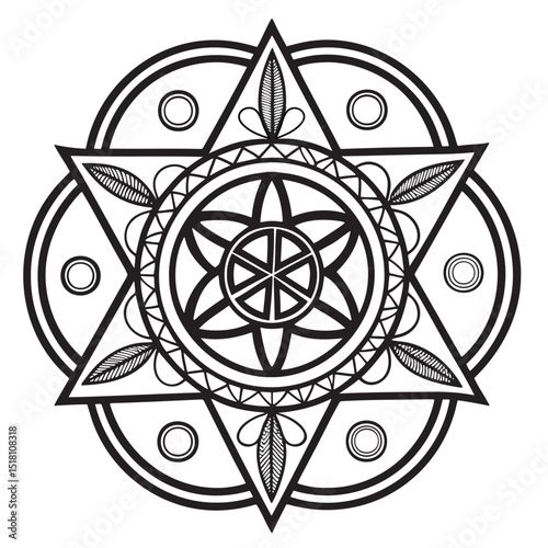 Intricate Mandala Design: A Fusion of Geometric Shapes and Floral Motifs
