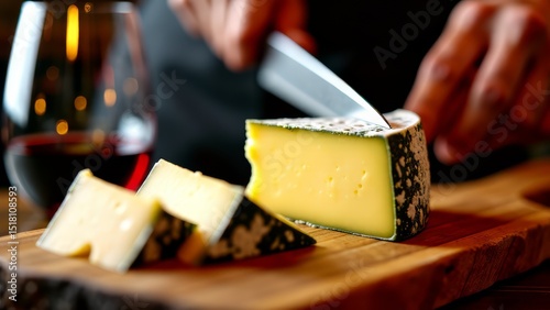 Algae cheese slice at wine bar