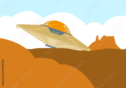 UAP crash site in a desert concept