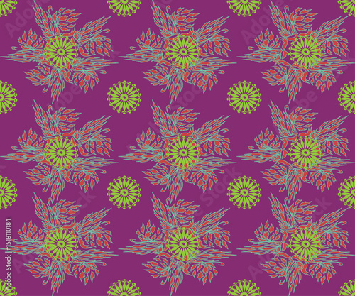 seamless floral pattern , grass flowers in the windy day
