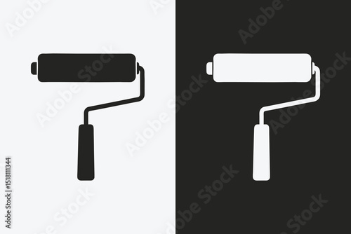 Minimal Paint Roller Icon Design, Black and White Stylish