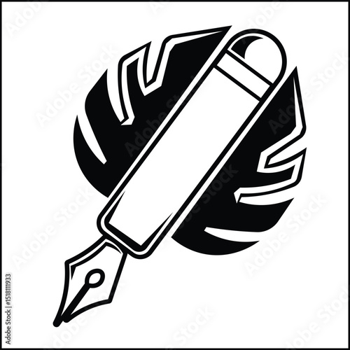 Pen silhouette vector illustration design for drawing in black and white. Suitable for logos, icons, posters, advertisements, banners, companies, t-shirt designs, stickers, websites.