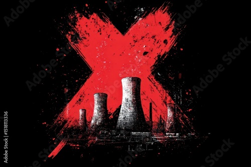 Blackout, a power plant with a red X symbolizing the energy crisis