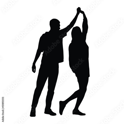 Silhouette of a couple dancing together